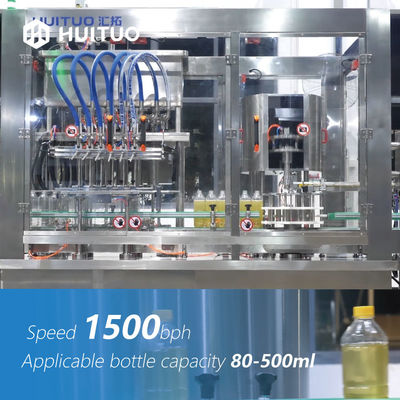 Compatto 2 multifunzionali di Huituo in 1 tappatrice di riempimento 1500bph dell'olio da tavola