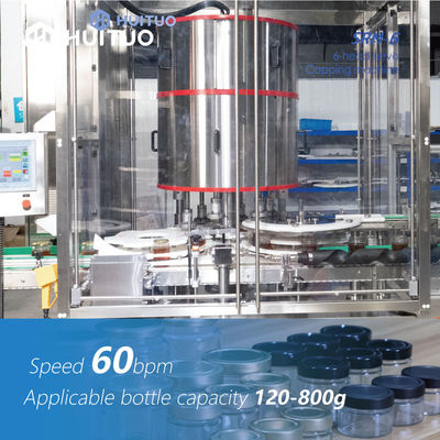 Servo tappatrice rotatoria 6 60bpm capi automatici di Honey Syrup Glass Jar Bottle